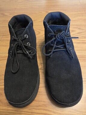 UGS Black Suede Lace-Up Ankle Boots for Women